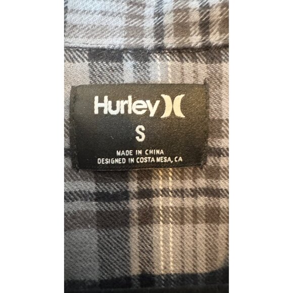 NWT Hurley Small Gray & Black Plaid Button-Up Long Sleeve Shirt - Picture 2 of 15